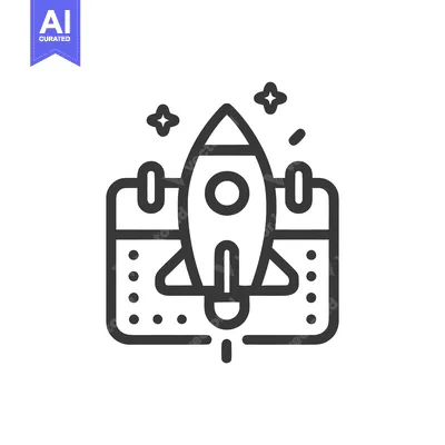 Premium design asset: Rocket Launch Icon: Bold Line Art Symbolizing Innovation and Progress
