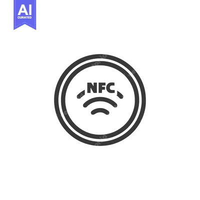 Aset desain premium: Minimalist NFC Icon: Near Field Communication Symbol in Black and Whit