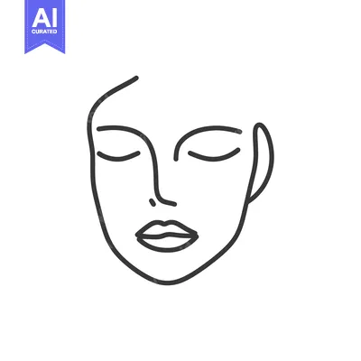Aset premium populer: Simplified black and white line drawing of a human face