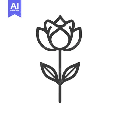 Aset desain premium: Simple Outline Of A Plant With Blossoming Flower And Leaves