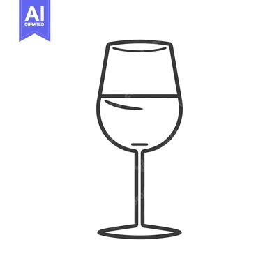 Aset desain premium: A stylized illustration of a wine glass filled with liquid