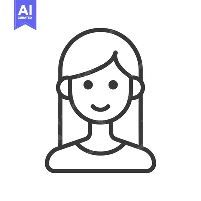 Aset premium populer: A simple illustration showing a female person with straight hair