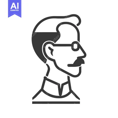 A grayscale illustration of a man looking to the right side