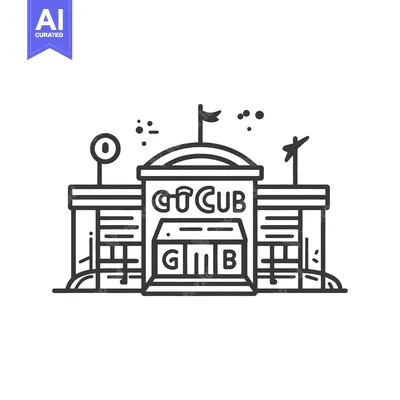 Popular premium asset: A simplistic black and white illustration of a club building facade