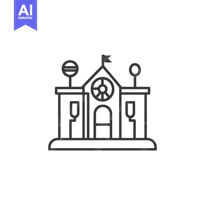 Popular premium asset: A simple black and white illustration of a building facade