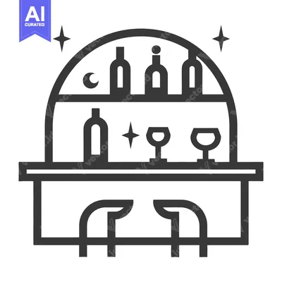 A simple graphic illustration of an indoor bar scene