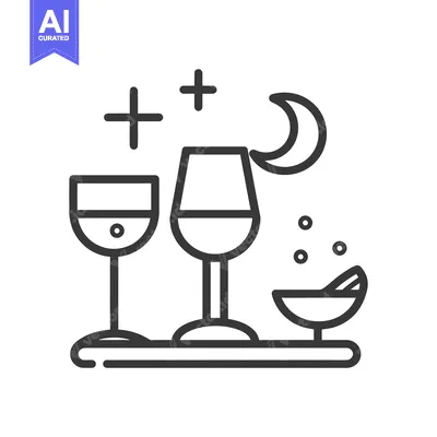 Aset premium populer: Elegant wine glasses displayed with celestial stars and moon symbols