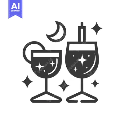 Premium design asset: Two Elegant Cocktail Glasses Adorned With Stars And Moon
