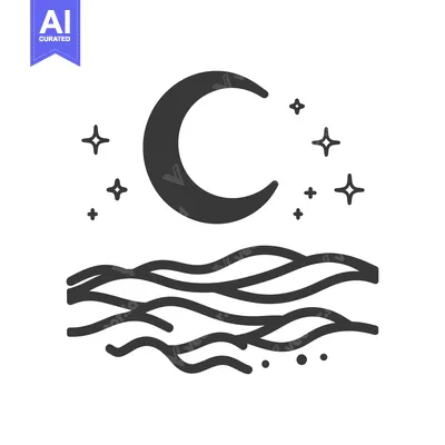 Popular premium asset: A black and white minimalist representation of the night sky and water