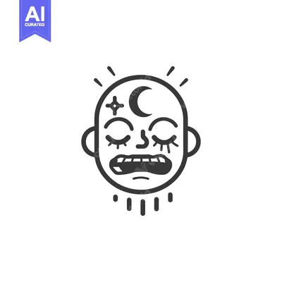 Aset premium populer: A stylized illustration of a celestial face with closed eyes