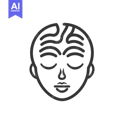Aset desain premium: Simple illustration of a calm face with closed eyes and facial feature