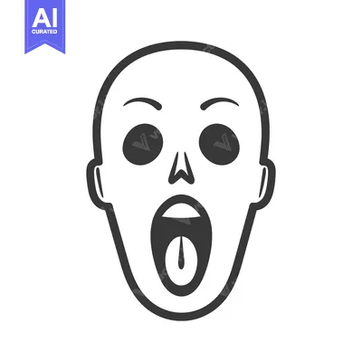 Aset desain premium: Simplified illustration of a human face exhibiting extreme surprise
