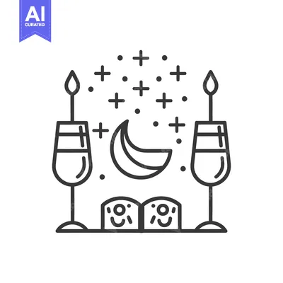 Aset desain premium: Black and white illustration of a romantic celebratory scene
