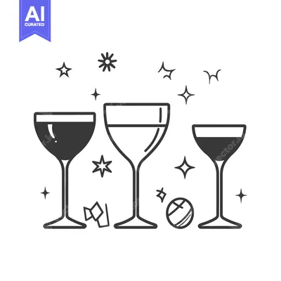 Popular premium asset: Three filled drinking glasses and celebratory shapes decorate the imag