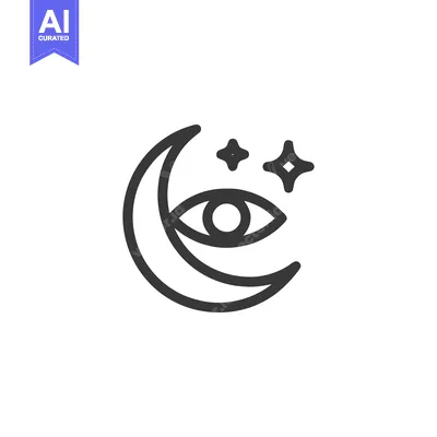 Popular premium asset: Crescent Moon Eye Icon with Stars, Minimalist Line Art Design