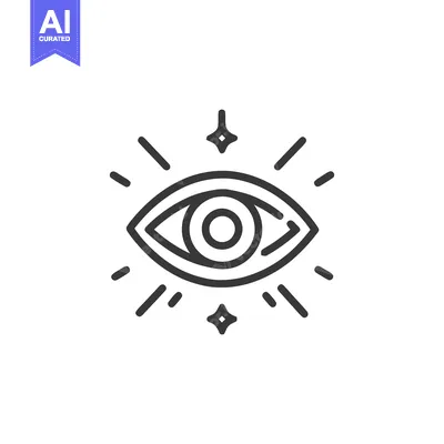 Aset premium populer: Minimalist Eye Icon with Stars, Vision and Insight Symbol
