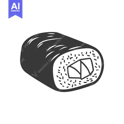 Aset premium populer: A single piece of sushi with ingredients visible inside