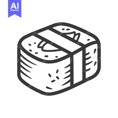 Aset premium populer: A simple monochrome image of a sushi piece shown