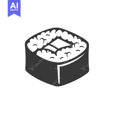 Aset premium populer: A monochrome image depicting a single piece of sushi