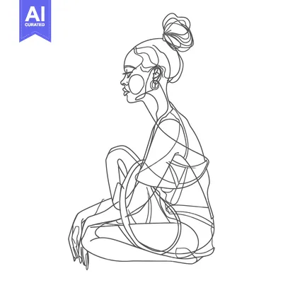 Popular premium asset: Continuous Line Drawing of a Woman Sitting with a Bun