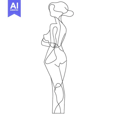Aset desain premium: Continuous Line Drawing of a Woman in a Standing Pose
