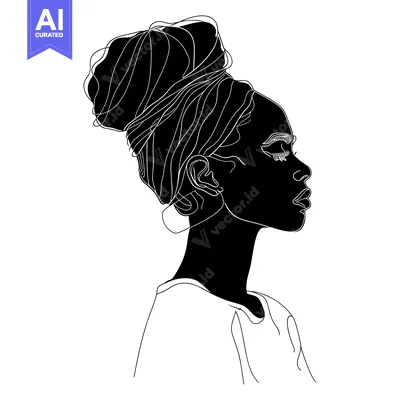 Popular premium asset: Black and White Silhouette of a Woman with Her Hair Up