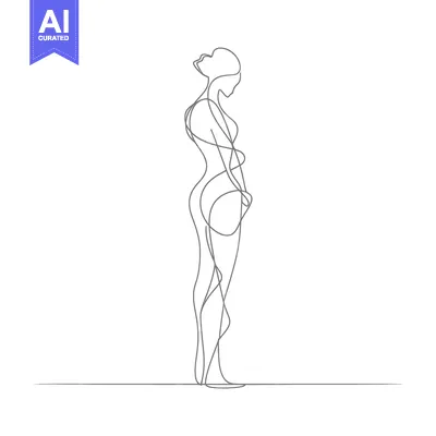 Aset premium populer: Single-Line Drawing of a Pregnant Woman