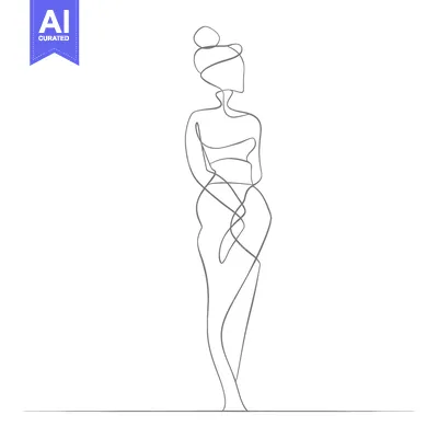 Popular premium asset: Continuous Line Drawing of a Woman in a Crop Top and Skirt