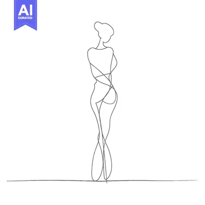 Premium design asset: Single-Line Drawing of a Woman Standing with Her Arms Crossed