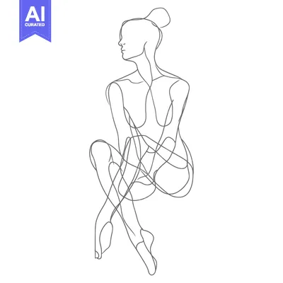 Popular premium asset: Single-Line Drawing of a Seated Woman with a Bun