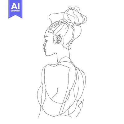 Popular premium asset: Single-Line Drawing of a Woman's Profile with Hair Up