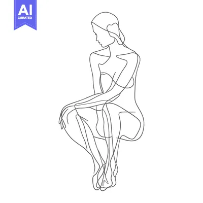 Premium design asset: One-Line Drawing of a Woman Sitting with Legs Crossed