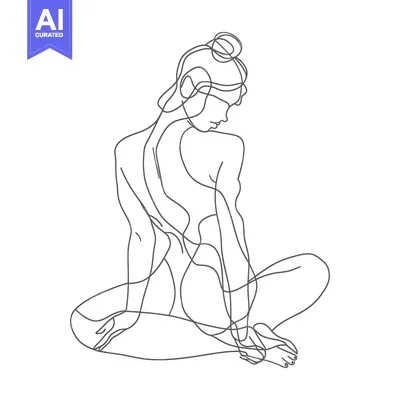 Aset premium populer: Single Line Drawing of a Woman in a Seated Pose