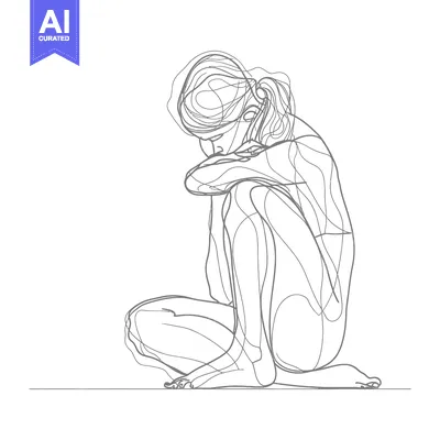 Premium design asset: Single-Line Drawing of a Woman in a Sitting Pose