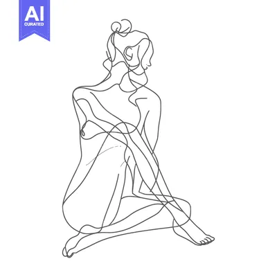 Continuous Line Drawing of a Seated Woman