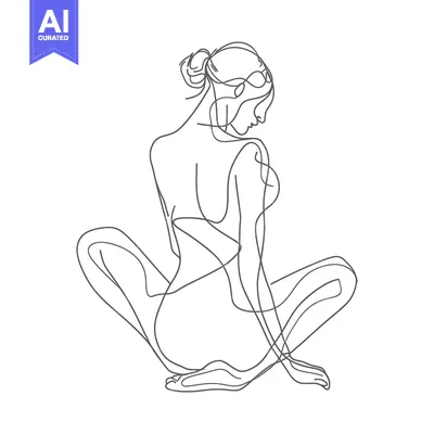 Premium design asset: Single-Line Drawing of a Woman in a Sitting Pose