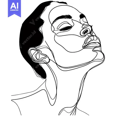 Aset premium populer: A Single Line Drawing of a Woman's Profile with Closed Eyes