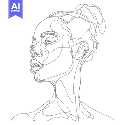Premium design asset: Abstract Line Drawing of a Woman's Face