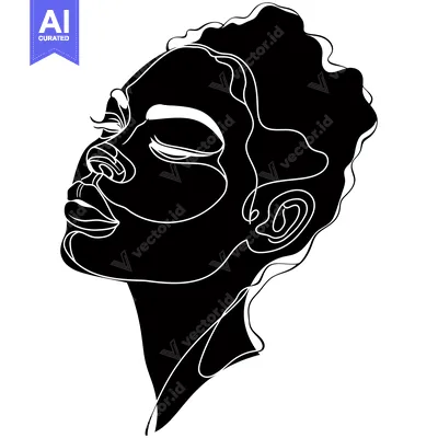 Popular premium asset: Black and White Line Art Portrait of a Woman's Face
