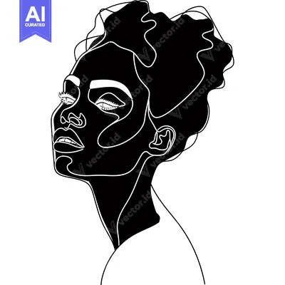 Premium design asset: Abstract Line Art Portrait of a Woman with Her Eyes Closed