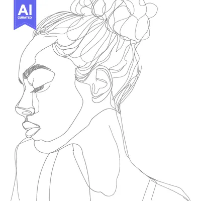 Premium design asset: A Single-Line Drawing of a Woman's Profile with Hair Pulled Up in a Bu