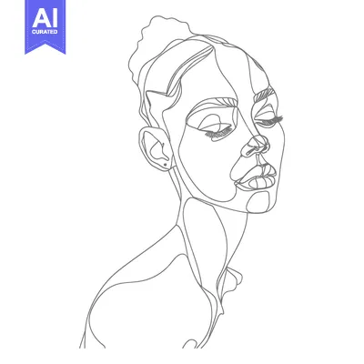 Premium design asset: A Single-Line Drawing of a Woman's Face with Closed Eyes