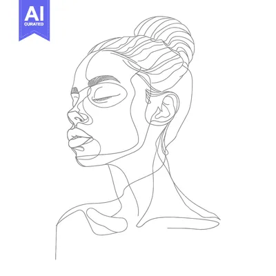 Aset desain premium: Single-Line Portrait of a Woman with Closed Eyes