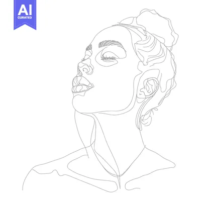 Popular premium asset: Single-Line Illustration of a Woman's Face and Neck with Eyes Closed