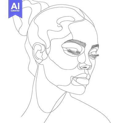 Premium design asset: Single Line Drawing of a Woman's Face with Closed Eyes