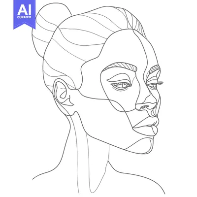 Popular premium asset: Line Art Portrait of a Woman with a Bun