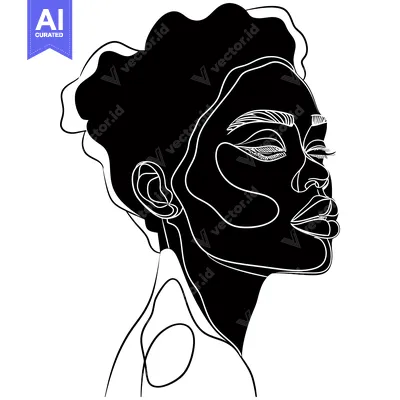 Aset premium populer: Line Art Illustration of a Woman's Profile with Eyes Closed
