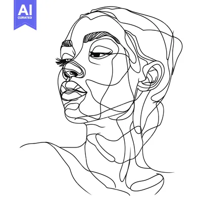 Aset premium populer: Abstract Line Drawing of a Woman's Face