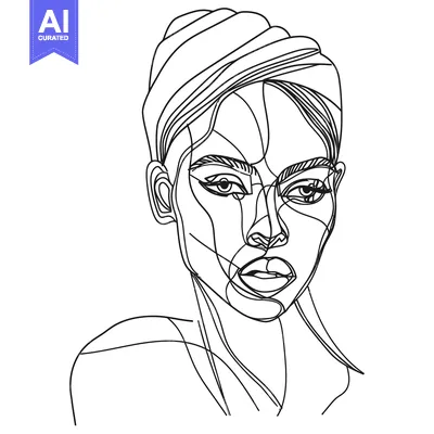 Premium design asset: One-Line Abstract Drawing of a Woman's Face with a Headscarf