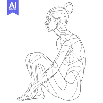 Popular premium asset: One-Line Drawing of a Woman Sitting with a Bun